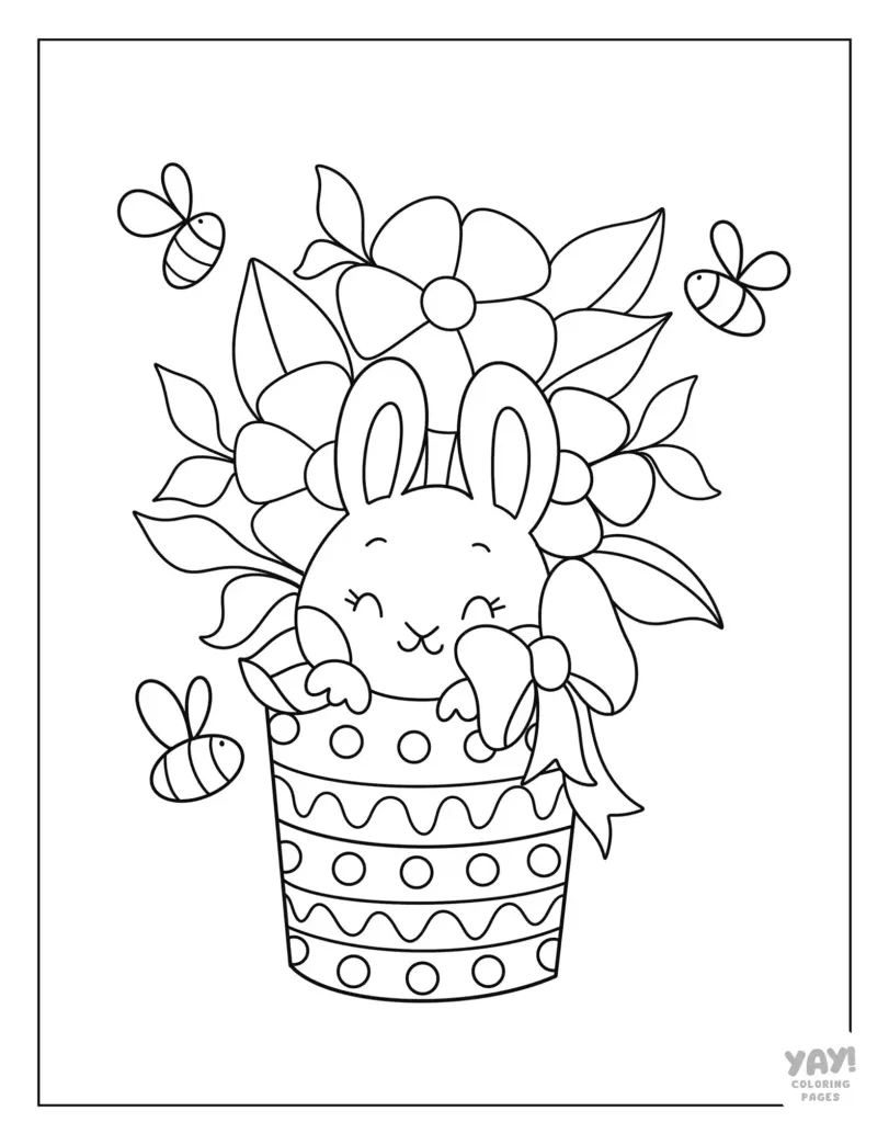 Easter bunny basket coloring pages