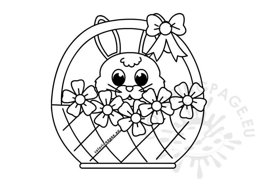 Easter basket and bunny coloring page
