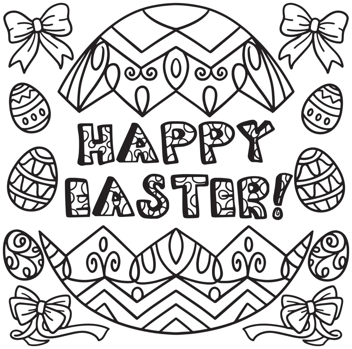 Happy Easter Coloring Page for Kids 13801518 Vector Art at Vecteezy