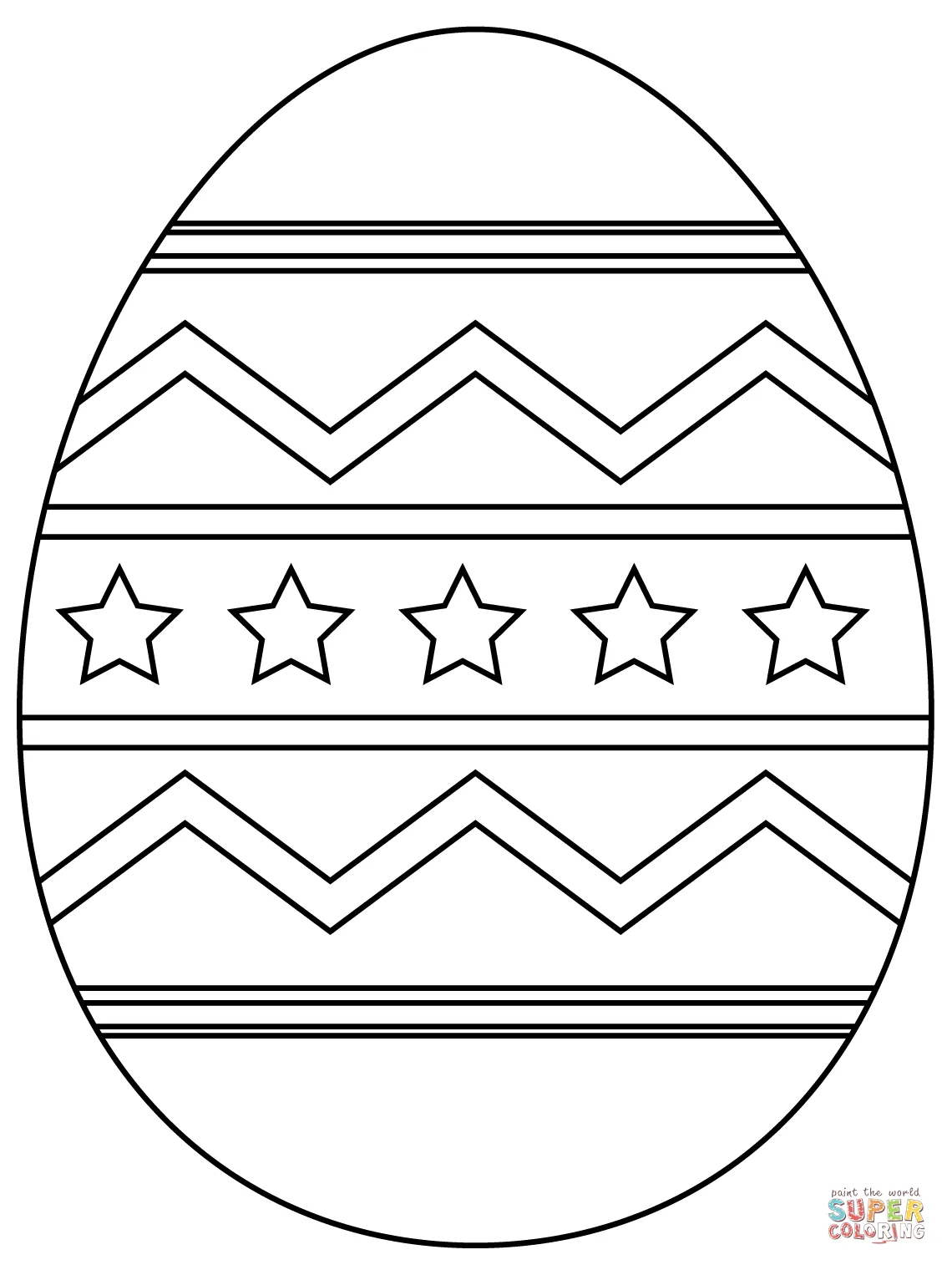Easter egg with abstract pattern coloring page free printable
