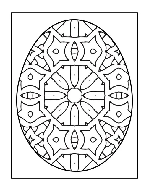 Premium vector easter egg with floral pattern coloring page intricate