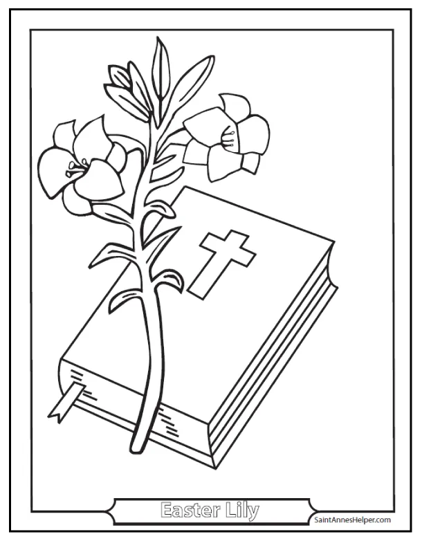 Easter lily coloring page and bible printable easter coloring pages