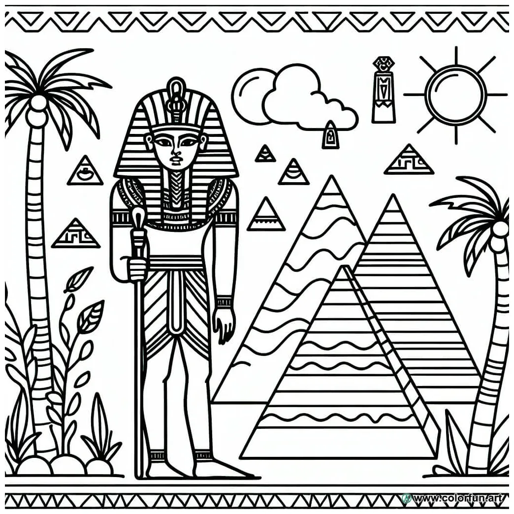 Coloring page of the ancient egyptian pharaoh download or print for free