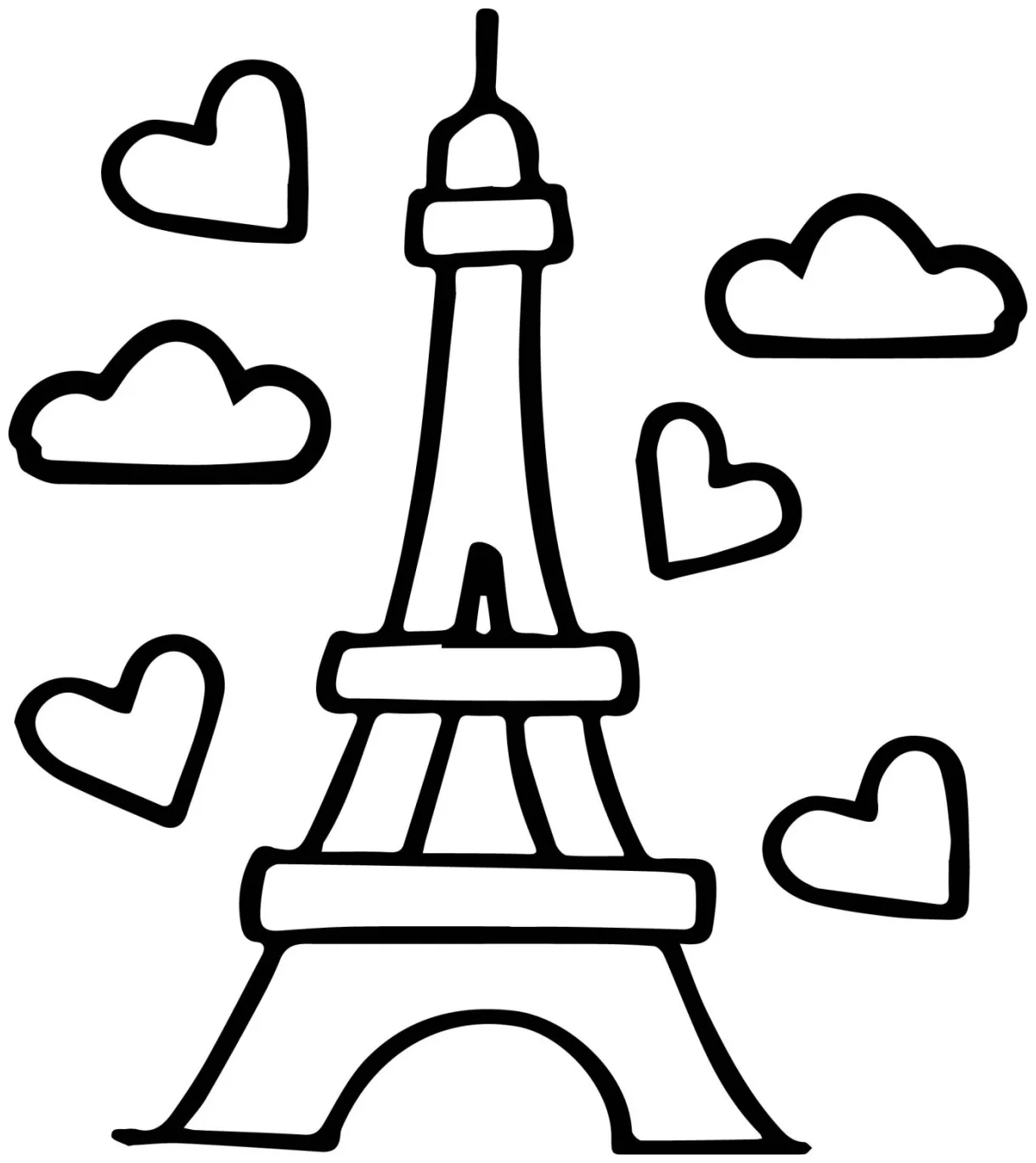 Eiffel tower easy coloring page wecoloringpage