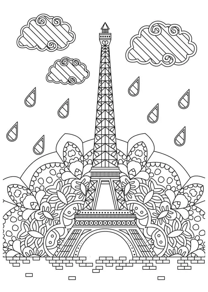 Eiffel tower art coloring page download, print or color online for free