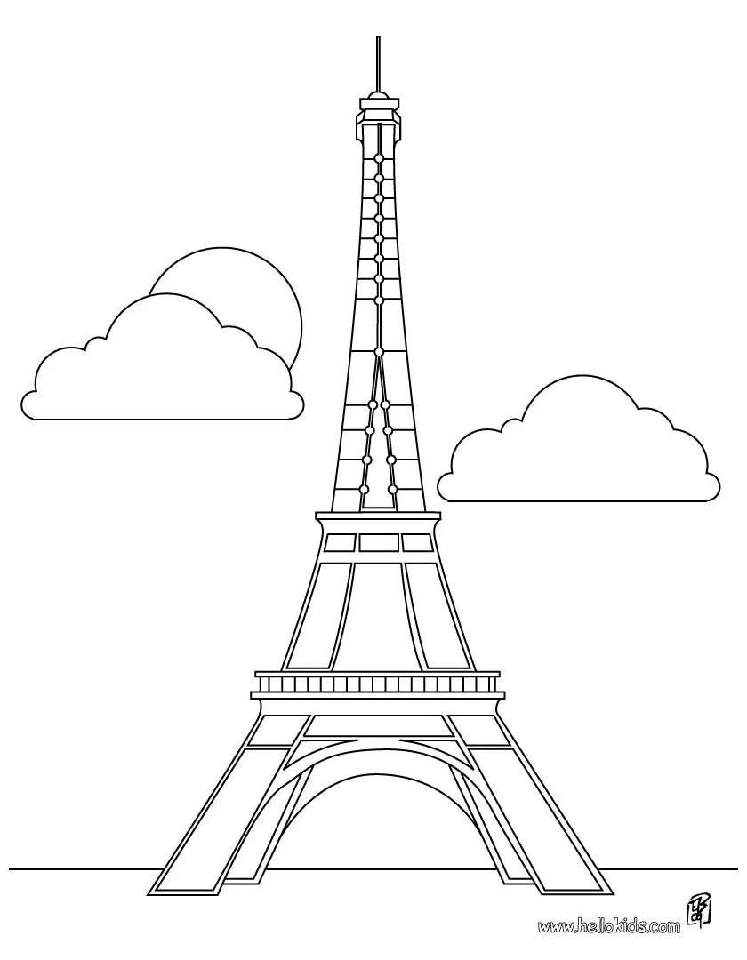 Eiffel tower coloring pages hellokids