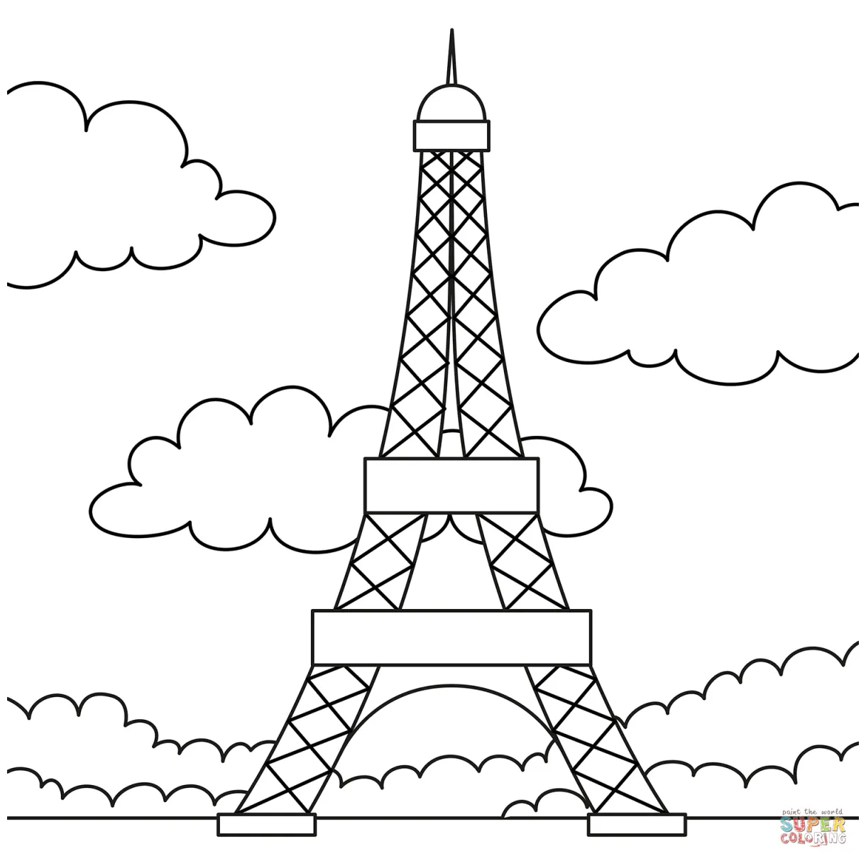 Eiffel tower coloring page free printable coloring pages