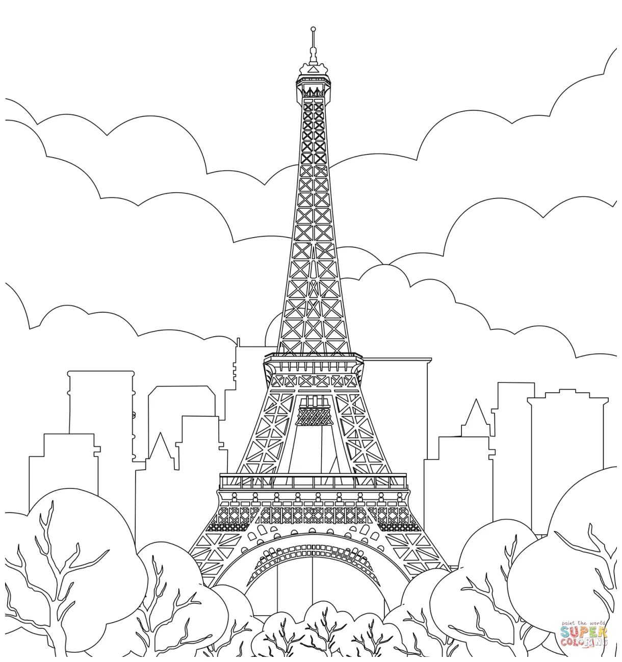 Eiffel tower coloring page free printable coloring pages