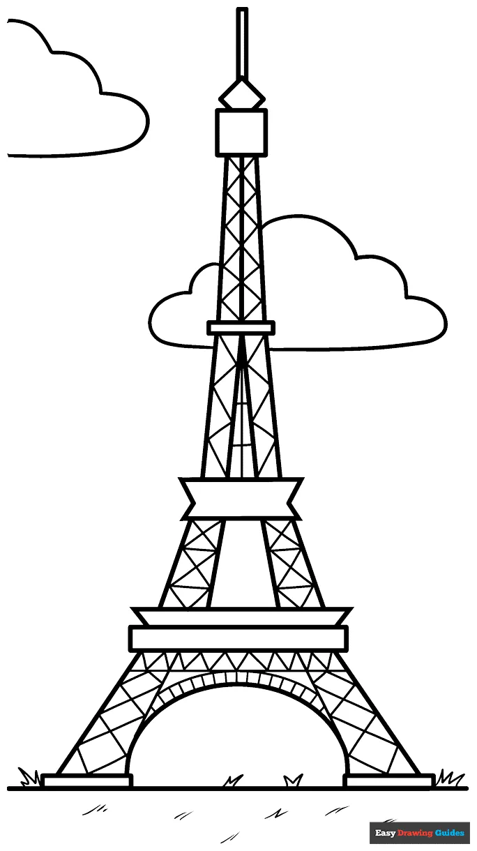 Eiffel tower coloring page easy drawing guides printable coloring page