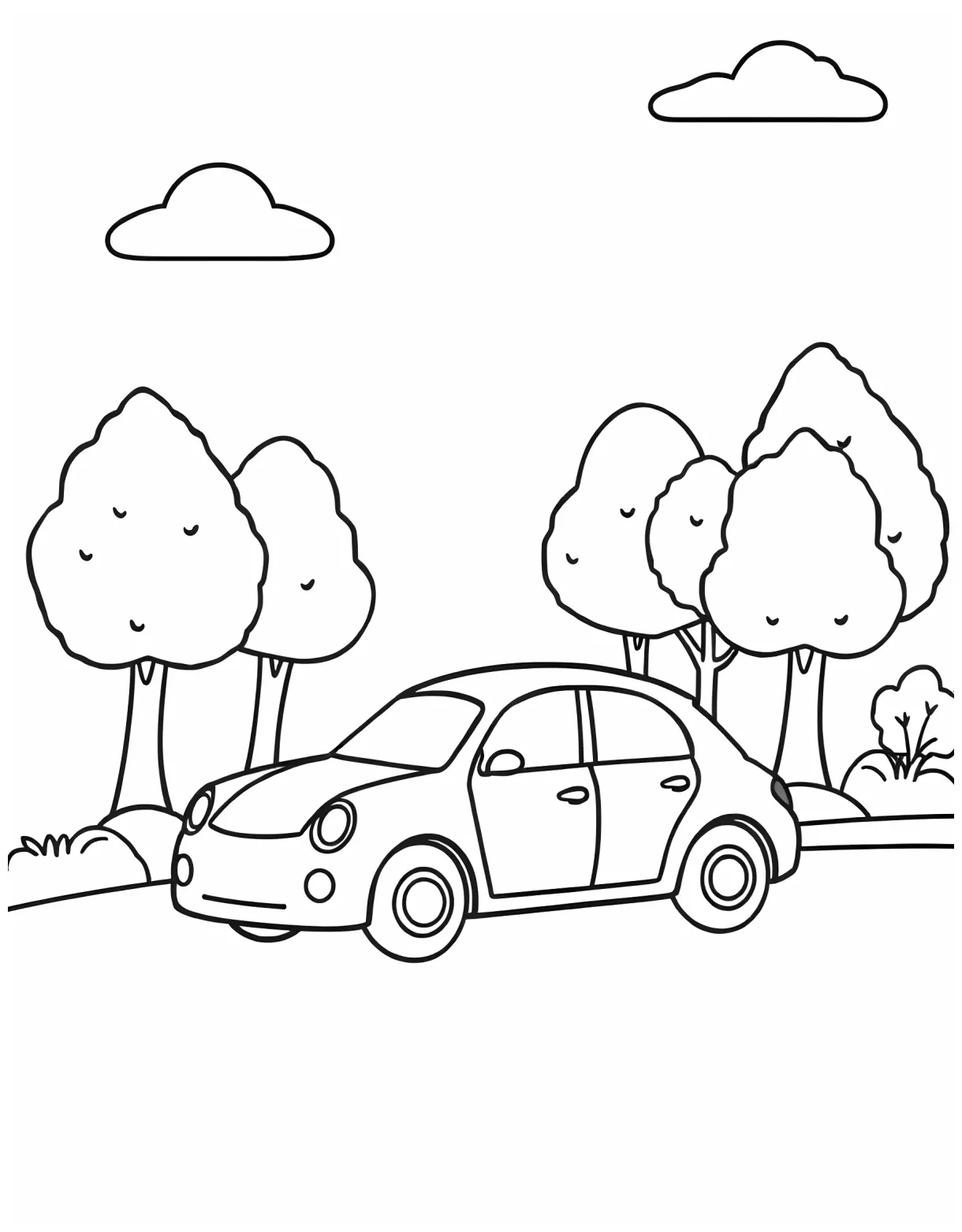 Electric car plugged into a charging station coloring page