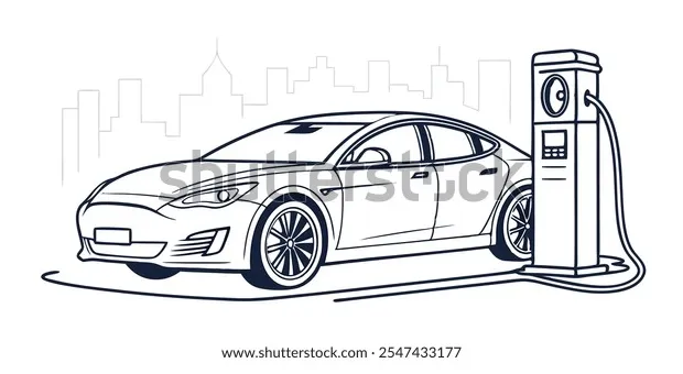 Electric car charging coloring book art over 30 royalty-free