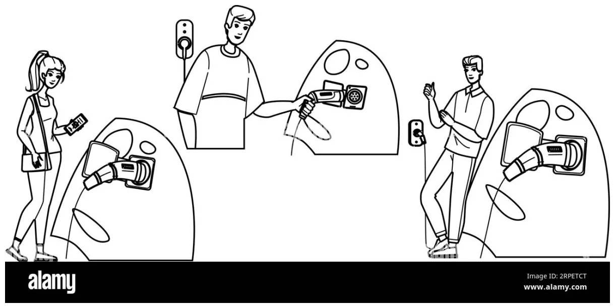 Electric car charging vector stock vector & art alamy