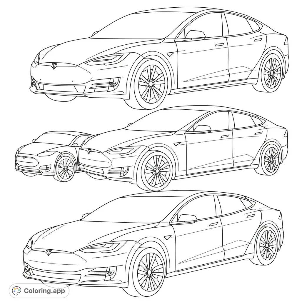 Sleek electric car collection coloring.app
