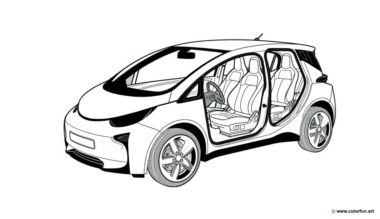 Coloring page of an electric car download or print for free