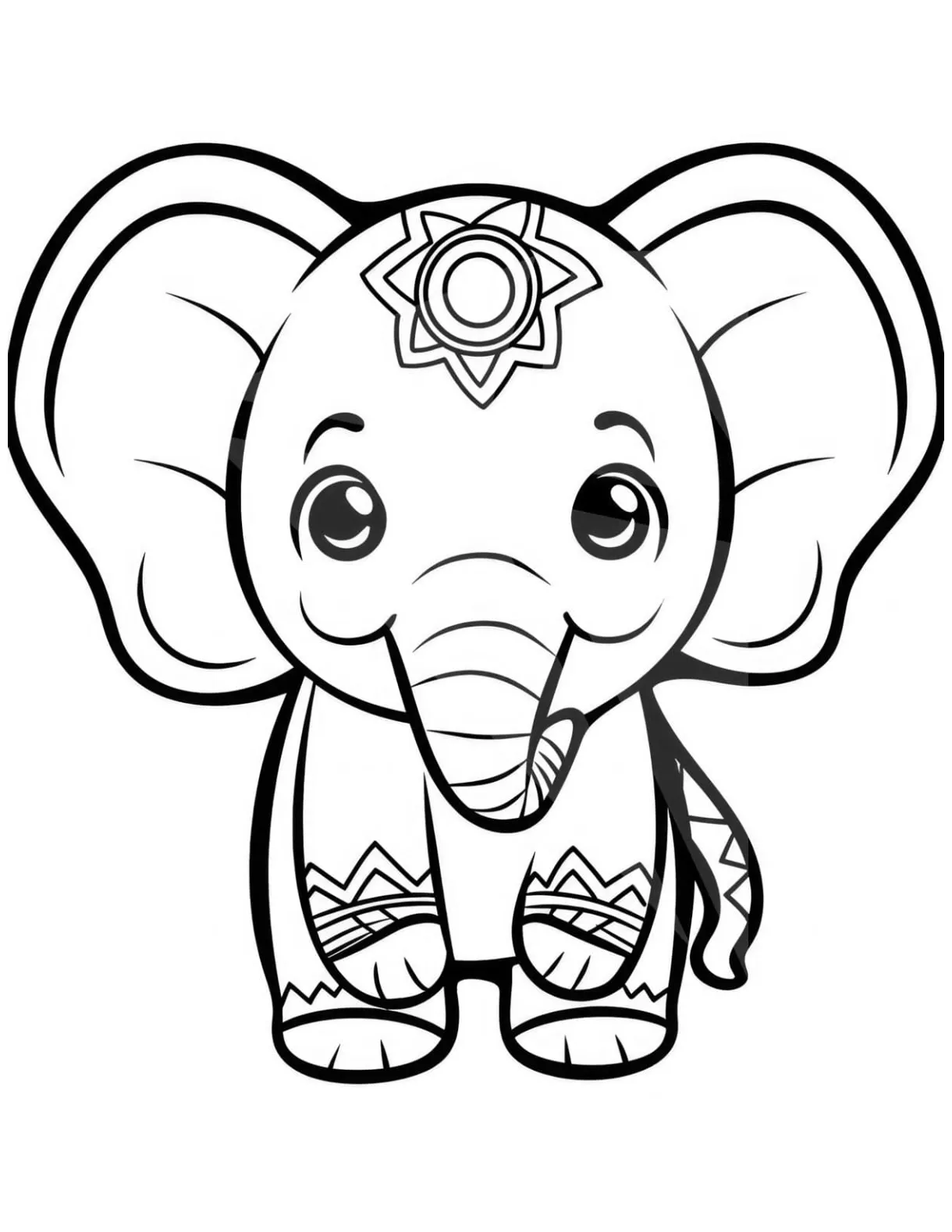 Elephant face coloring page