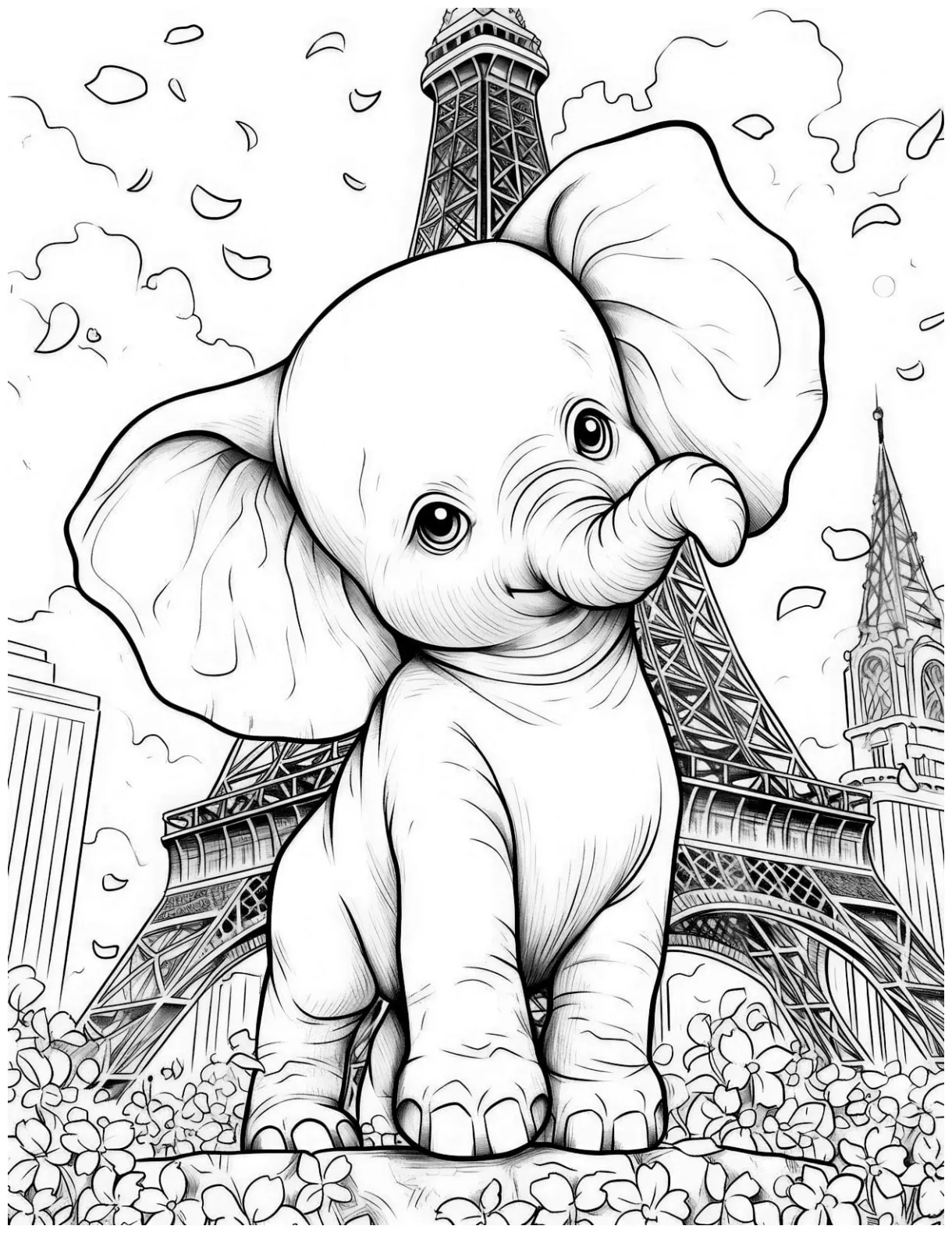 Coloring page elephant printable coloring page