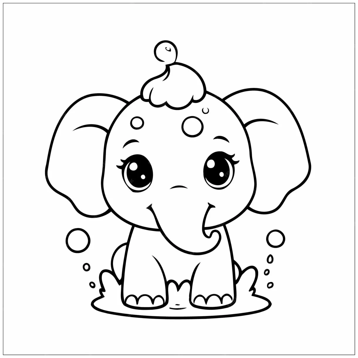 Elephant spraying vector coloring page for kids premium ai-generated