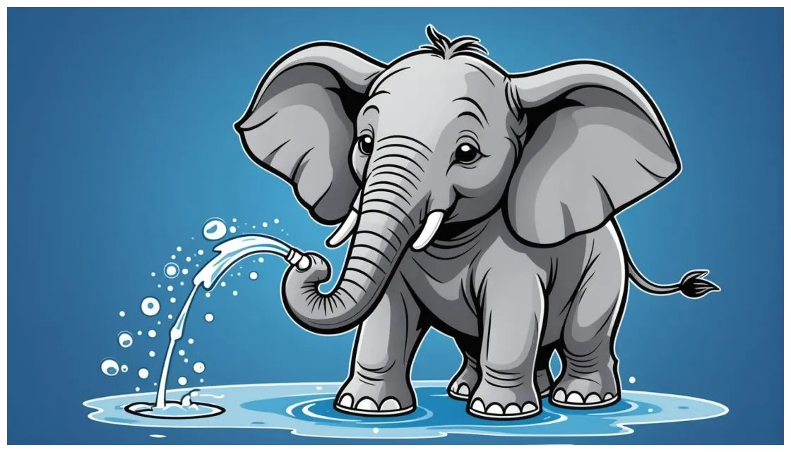 Ai coloring pages generator elephant spraying water with its trunk