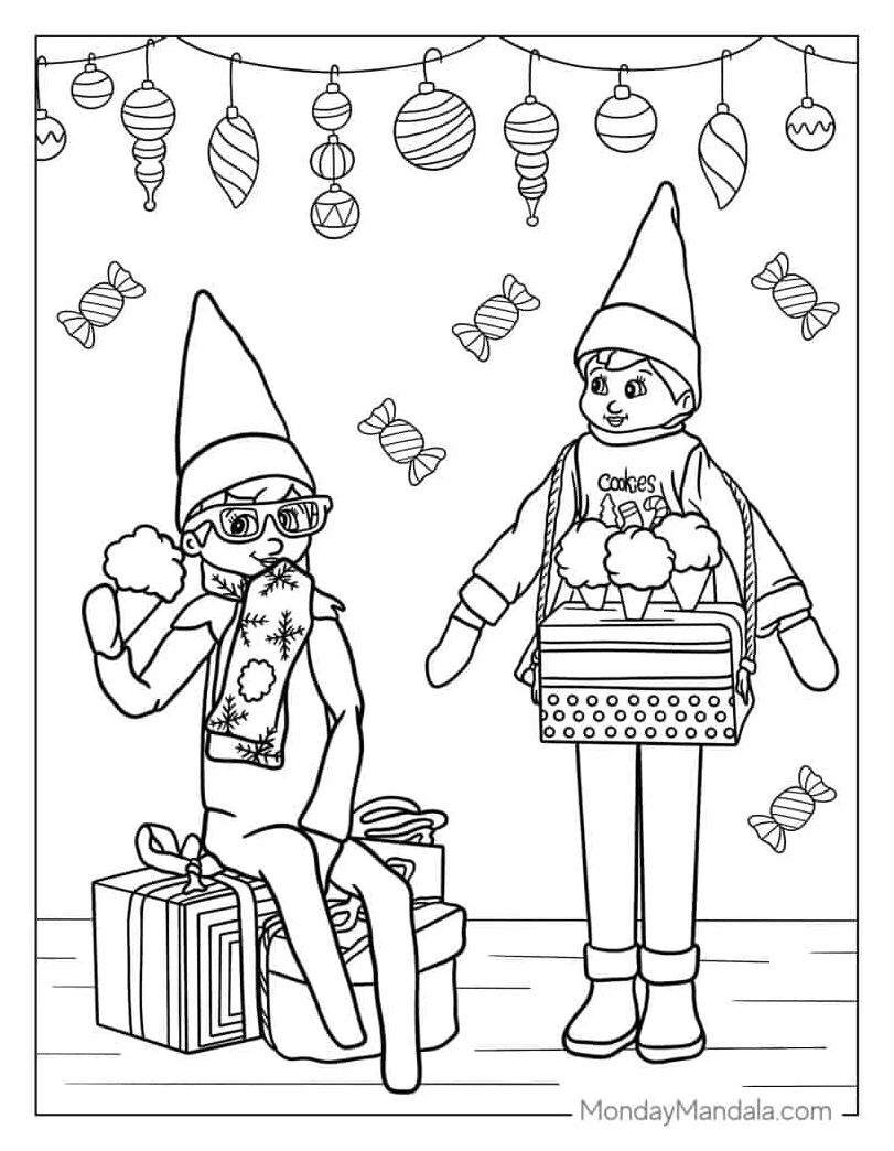 Coloring pages of elf on a shelf printable coloring page