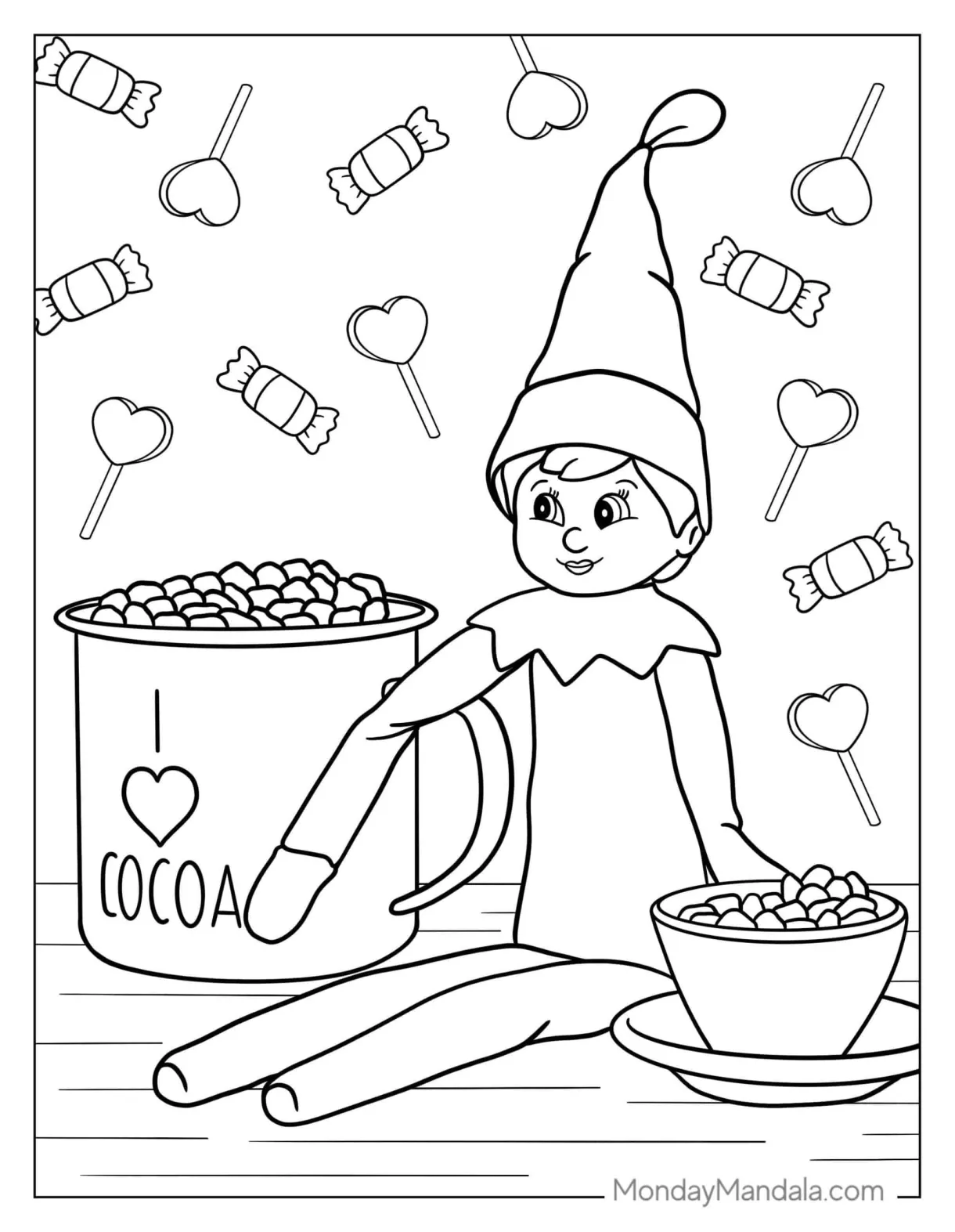 Free elf on the shelf printable coloring pages printable new year banners