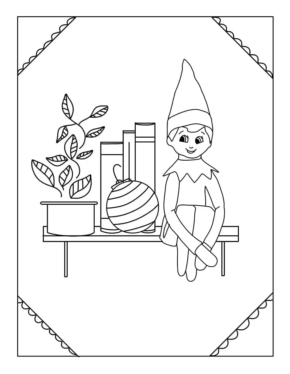 Elf on the shelf free coloring page download, print or color online