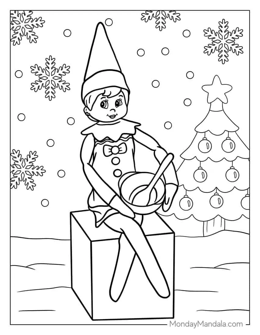 26 elf on the shelf coloring pages free pdf printables