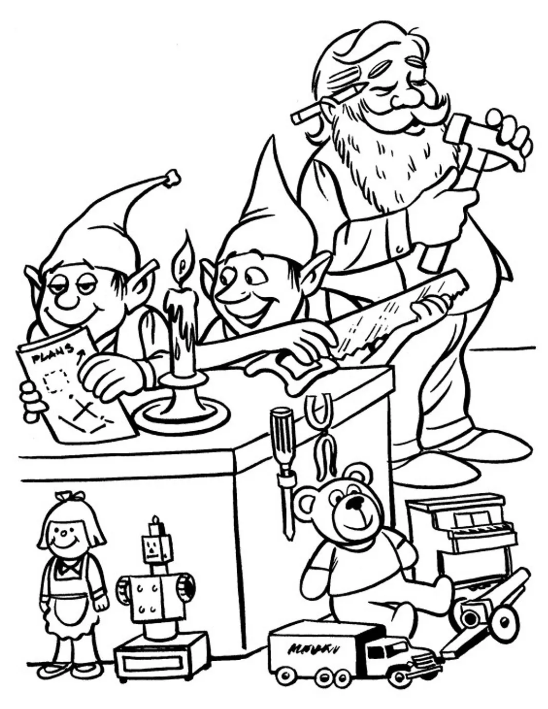 Santa workshop coloring page coloring pages