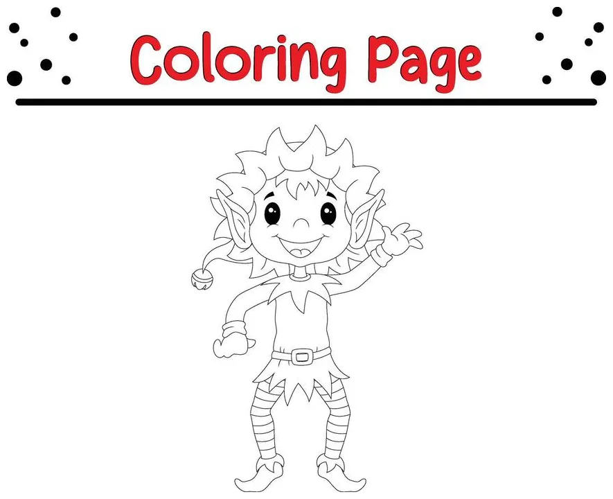 Elf coloring page vector art, icons, and graphics for printable coloring page