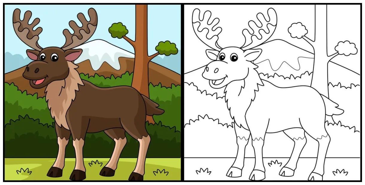 Elk Coloring Page Vector Art, Icons, and Graphics for Free Download
