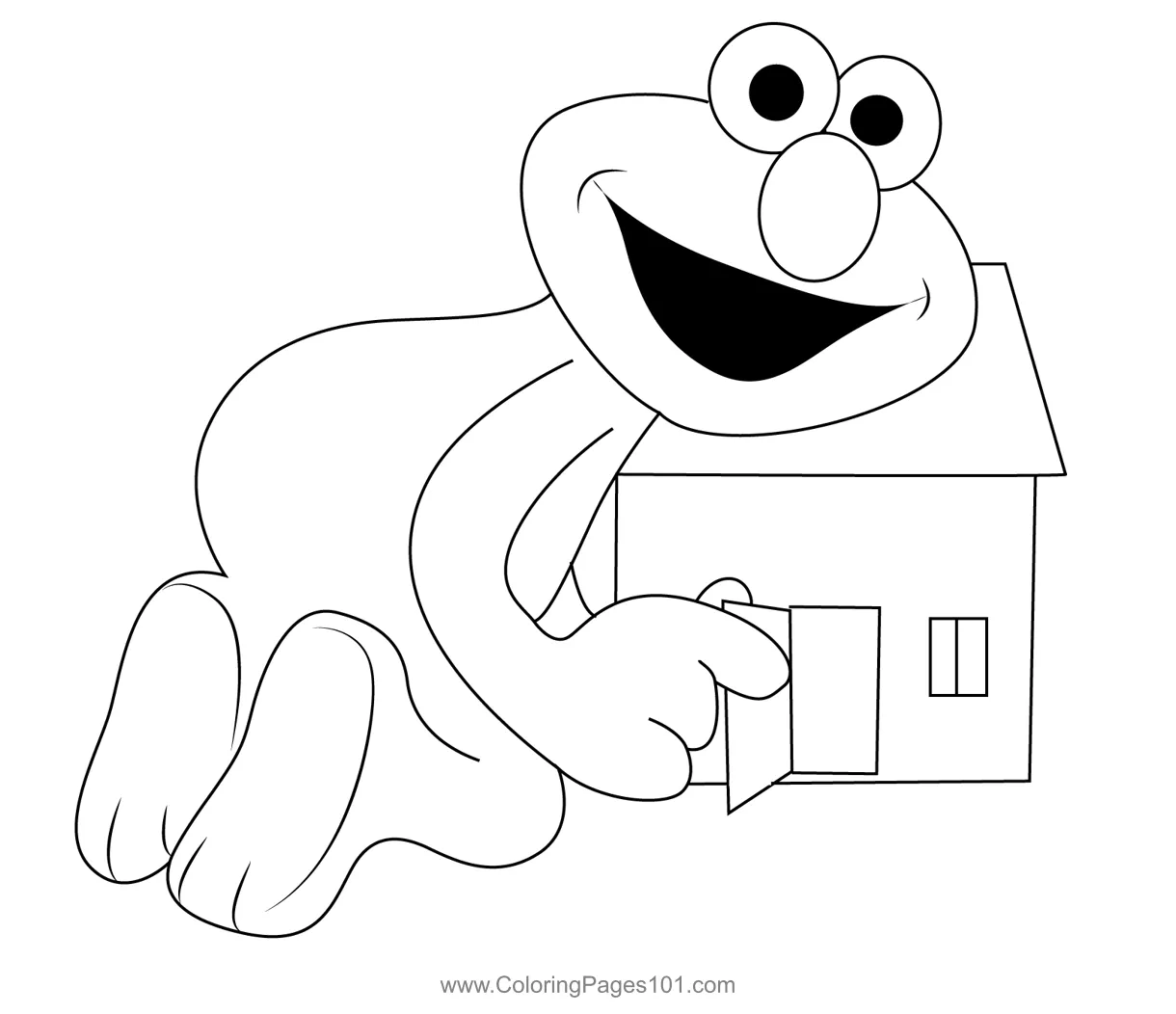 Elmo playing coloring page for kids free elmo printable coloring