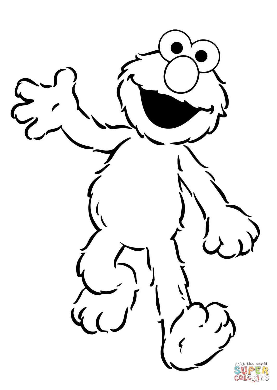 Happy Elmo Walking coloring page | Free Printable Coloring Pages