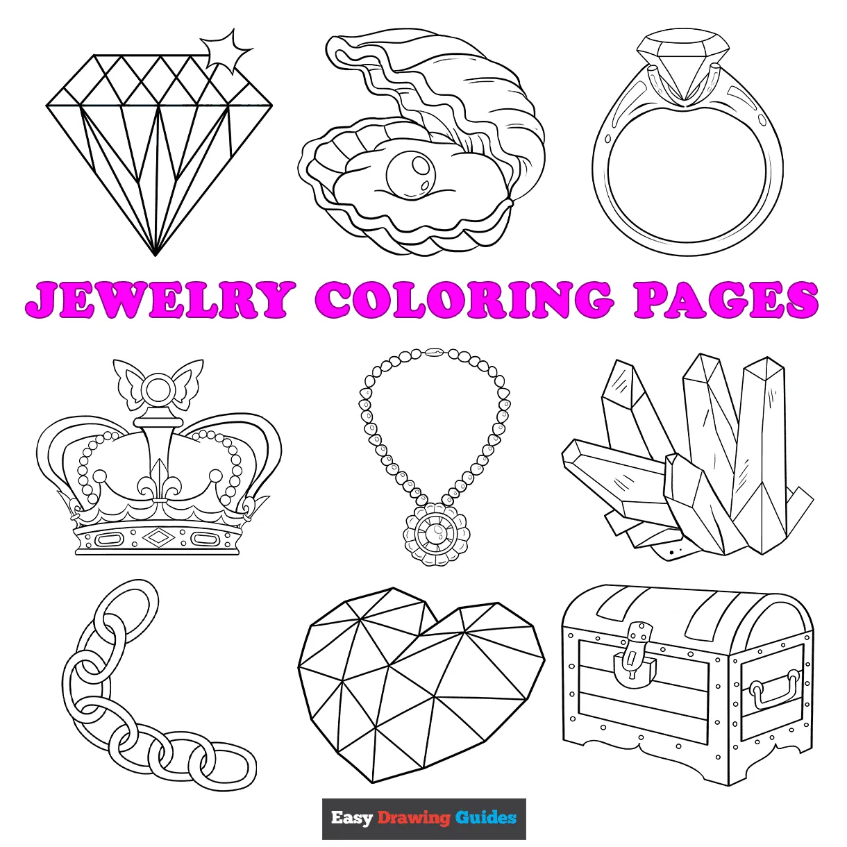 Collection of jewel coloring pages free printable
