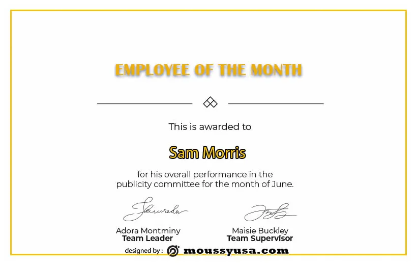 10+ Printable Employee of The Month template free in PSD | Mous Syusa