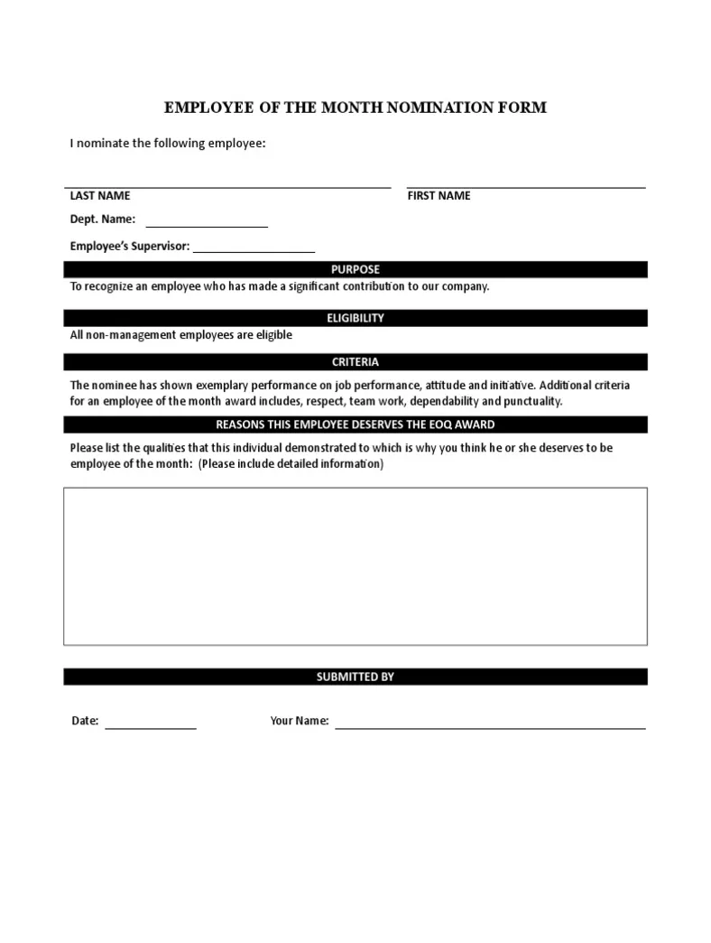 Employee of The Month Template | PDF | Career & Growth