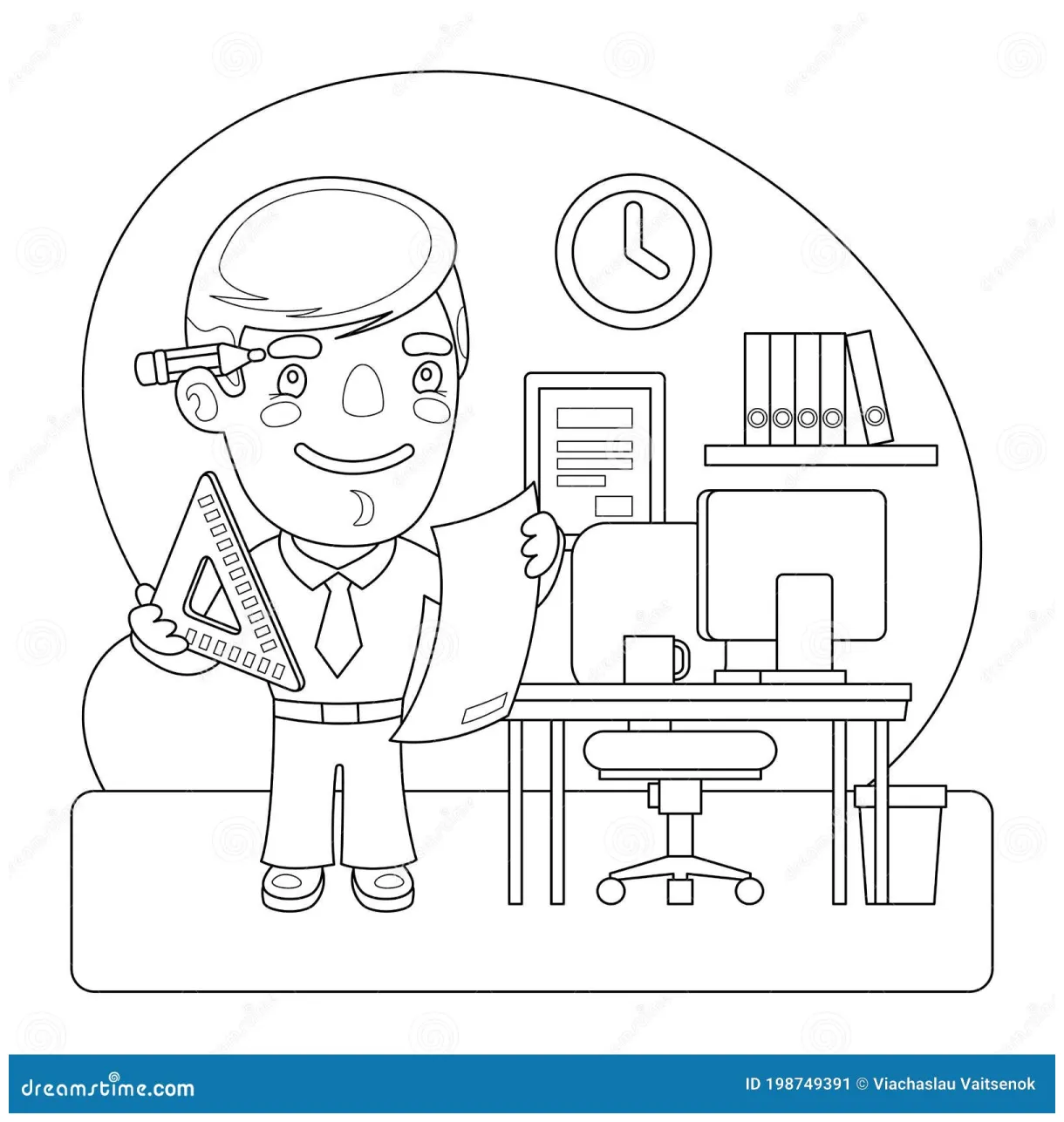 Engineer coloring page stock vector. illustration of education 198749391