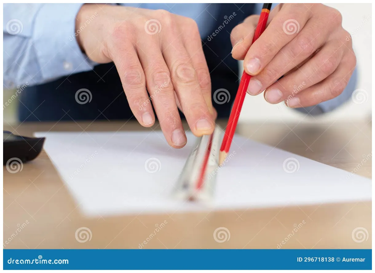 Close-up engineer drawing blueprint of