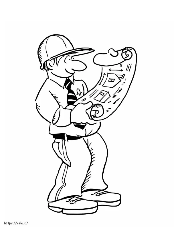 Engineer at work coloring page