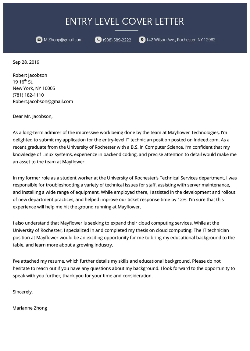 How to write a cover letter with no experience