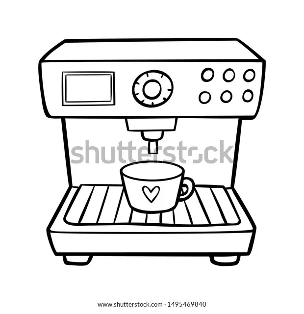 Coloring book children espresso coffee machine stock vector royalty