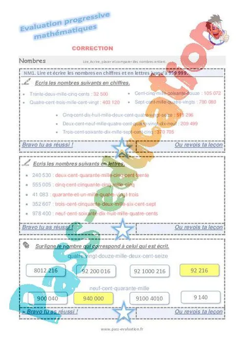 Lire et écrire les nombres en chiffres et en lettres jusqu’à 999 999 au
