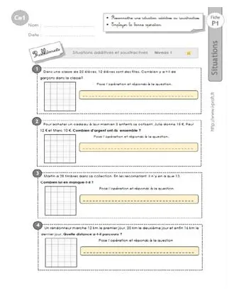 Ce1-cycle2 problemes corriges situations additives et soustractives