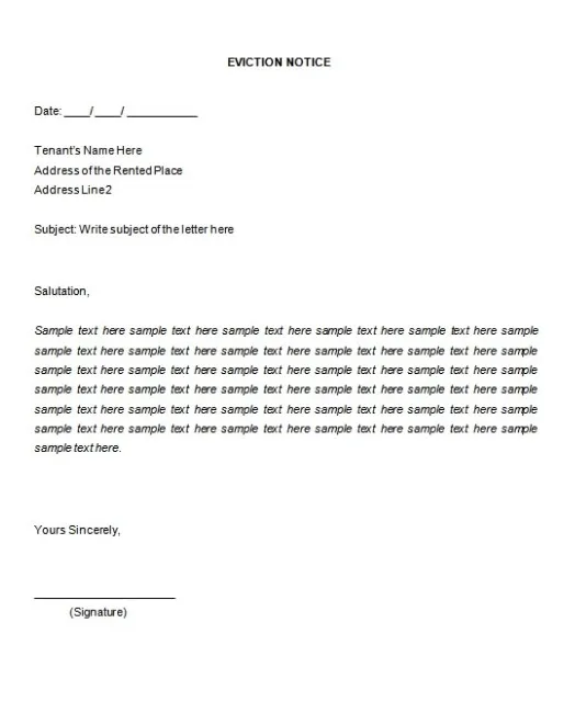 Blank eviction notice form free word templates printable coloring page