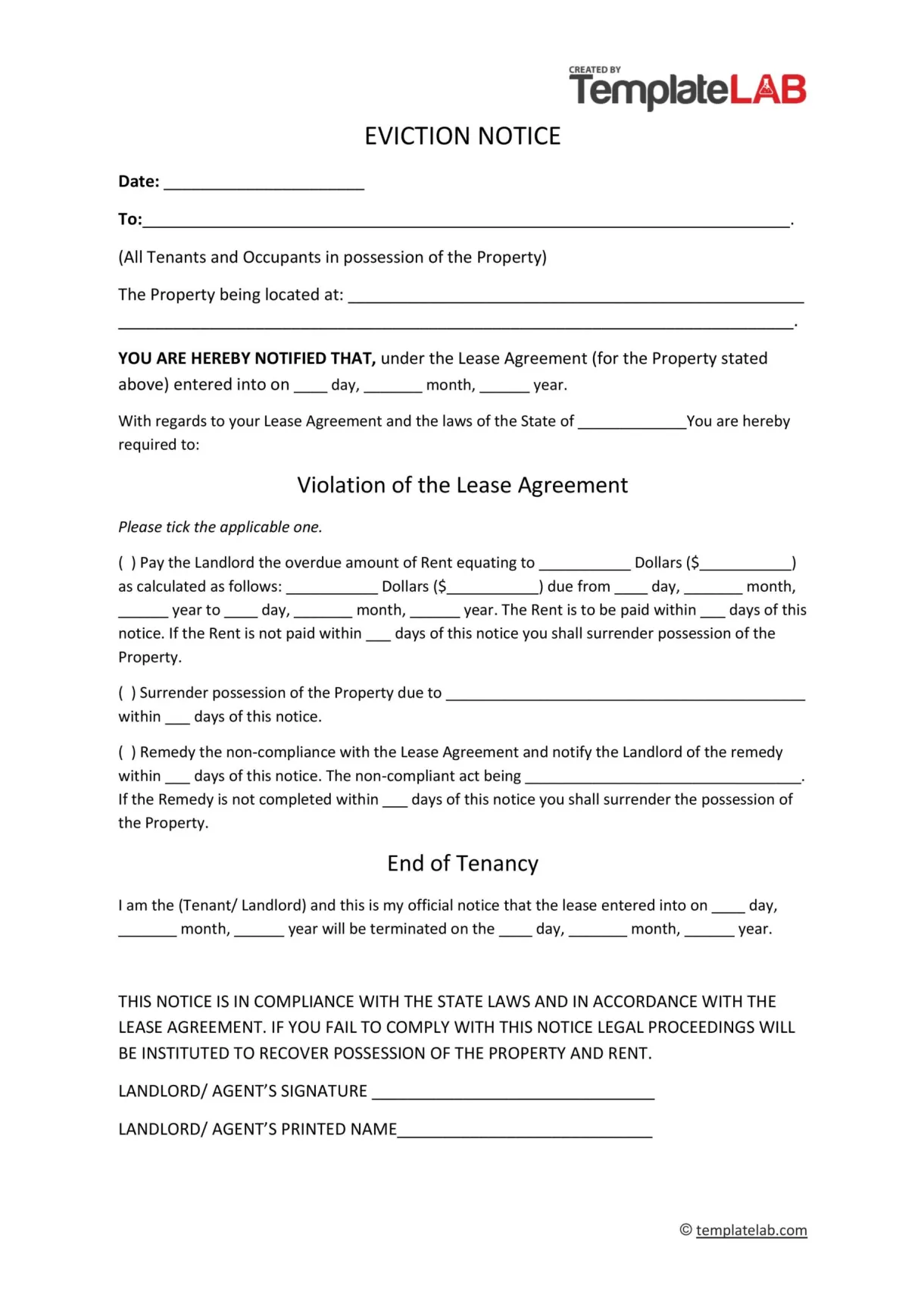 45 free eviction notice templates [word & pdf] templatelab