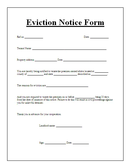 Eviction notice templates free word templates