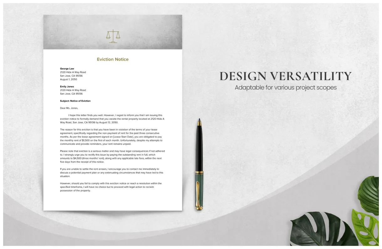 Sample eviction notice template in pages, word, pdf, google docs