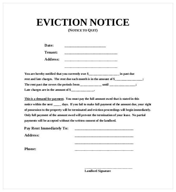 Eviction notice template mt home arts printable coloring page
