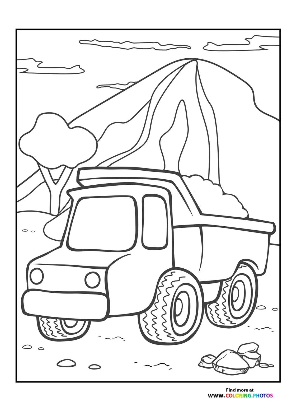 Excavator on construction site coloring pages for kids