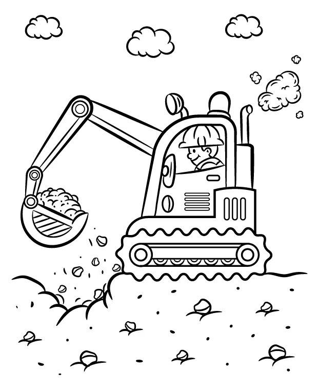 Printable coloring picture excavator