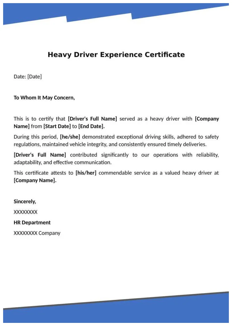 Work experience certificate letter format sample model in word printable coloring page