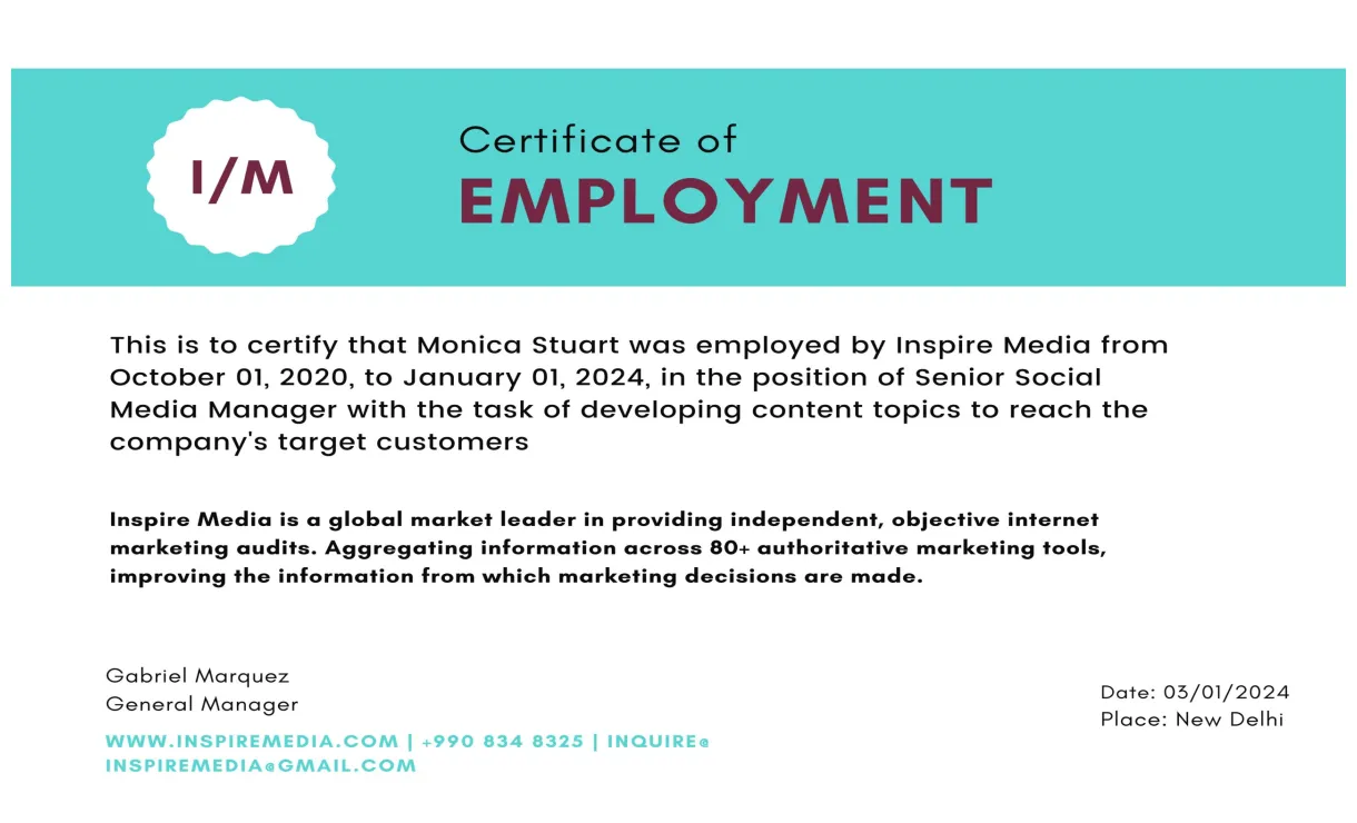 Work experience certificate format how to write experience letter